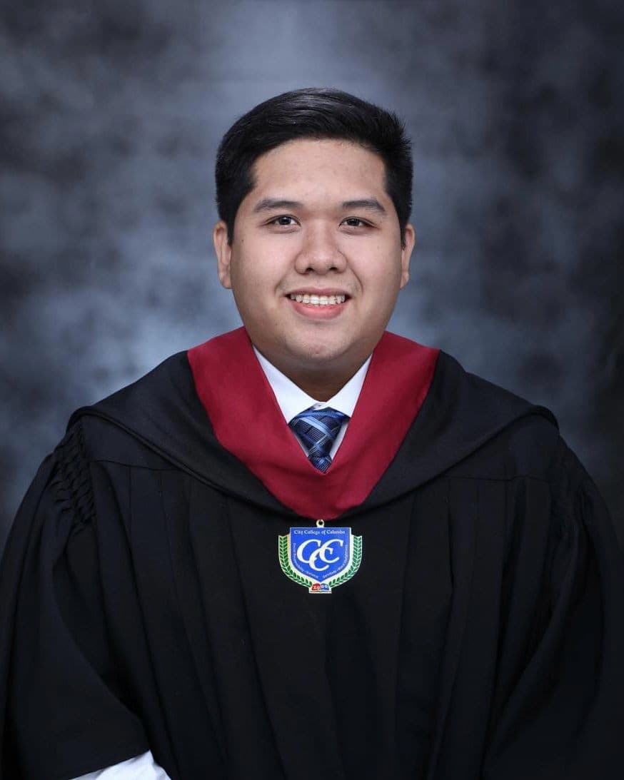 Jethro Frane in his City College of Calamba graduation attire