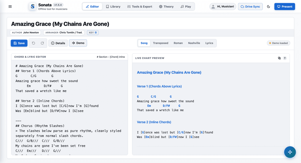 Sonata chord editor