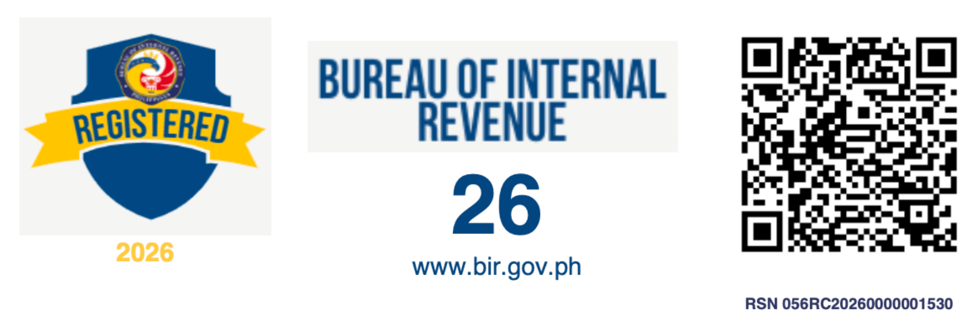 2026 BIR registered seal with official verification QR code