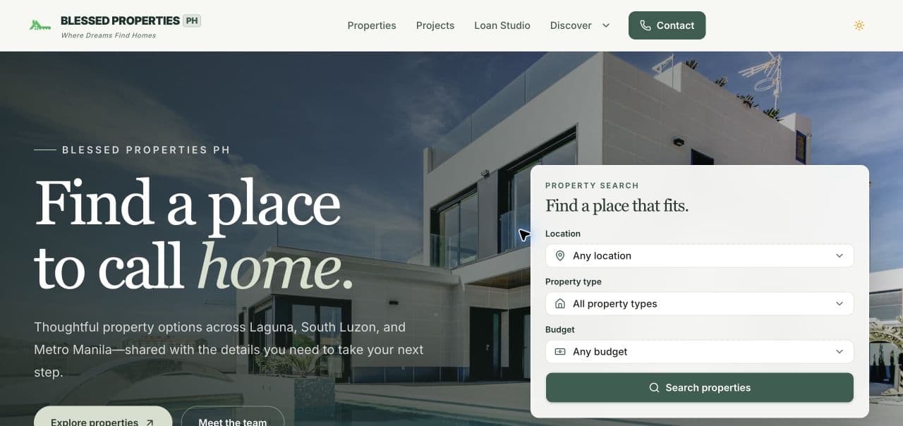 Blessed Properties PH website preview