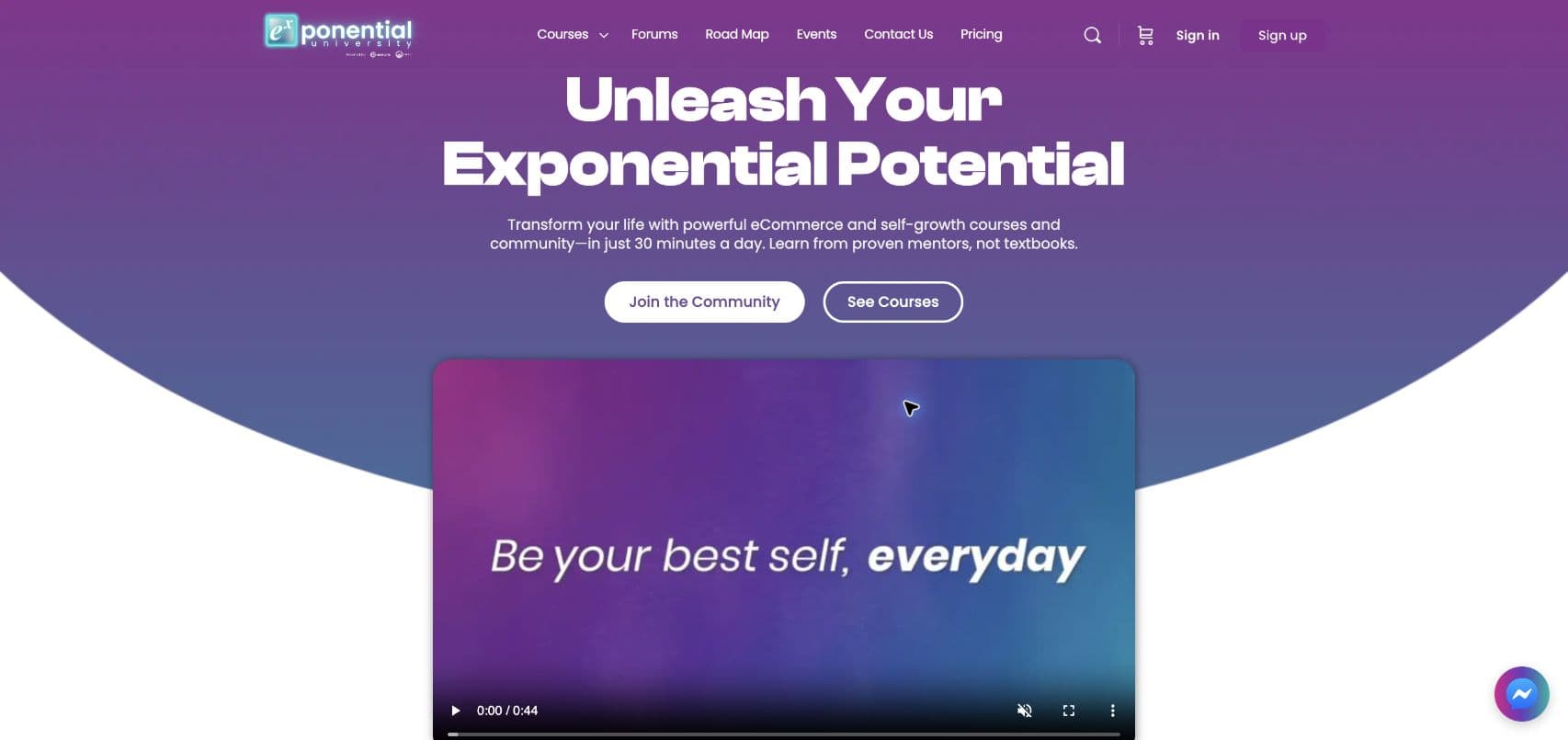 Current Exponential University homepage