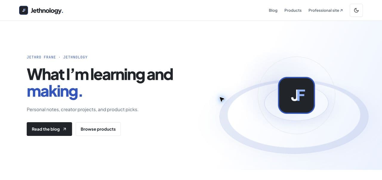 Earlier Jethnology creator website homepage