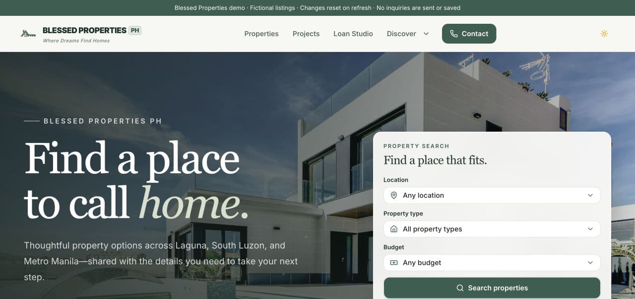 Real Estate Website Demo website preview
